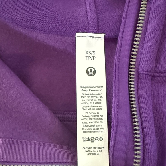lululemon/TCU Collab Oversized Scuba Hoodie 1/2 Zip in College Purple Size XS/S - Picture 3 of 5